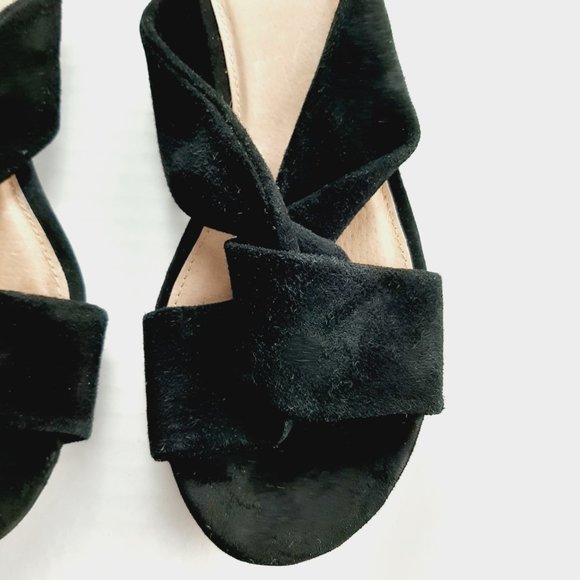 Halogen Women's Twist Front Sandals Size 7 Black Suede Slip-On 1" Heel - Picture 4 of 9